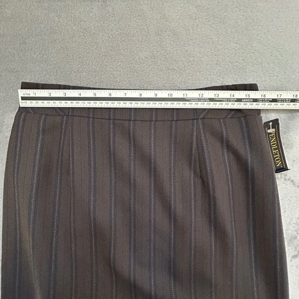 Pendleton Womens 10 Virgin Wool Pencil Skirt Brown Stripe Made in USA NWT